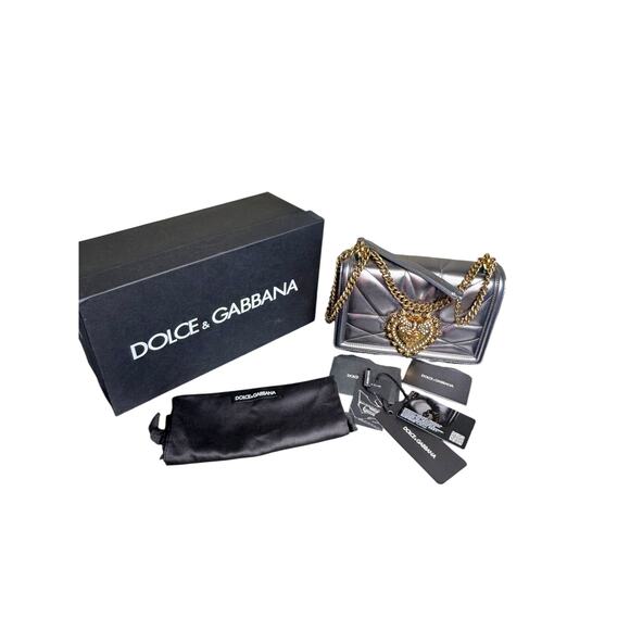Dolce & Gabbana NIB Medium Devotion Shoulder Bag in Silver - Picture 7 of 16